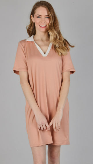 P18367 V-Neck Short Sleeve Solid Dress