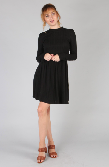 P18672 Rib Mid Turtle Neck Dress