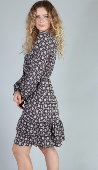 #P18492 Geo Print Woven Long Sleeve Dress