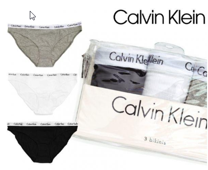 Calvin Klein QD3588 Bikini (3 Pack with Black, Grey, White)