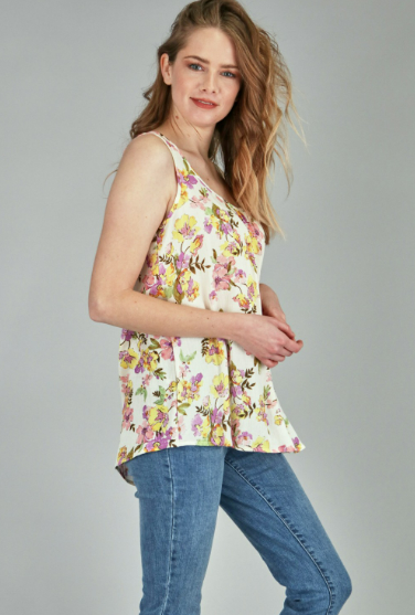 P18062 Flower Print Chiffon Top