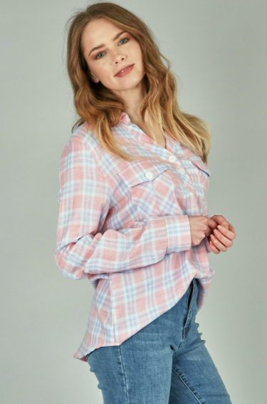 P18049 Plaid Print Shirts With Pocket