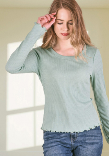 6150 Solid Round Neck Long Sleeve