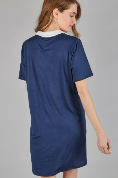 P18367 V-Neck Short Sleeve Solid Dress