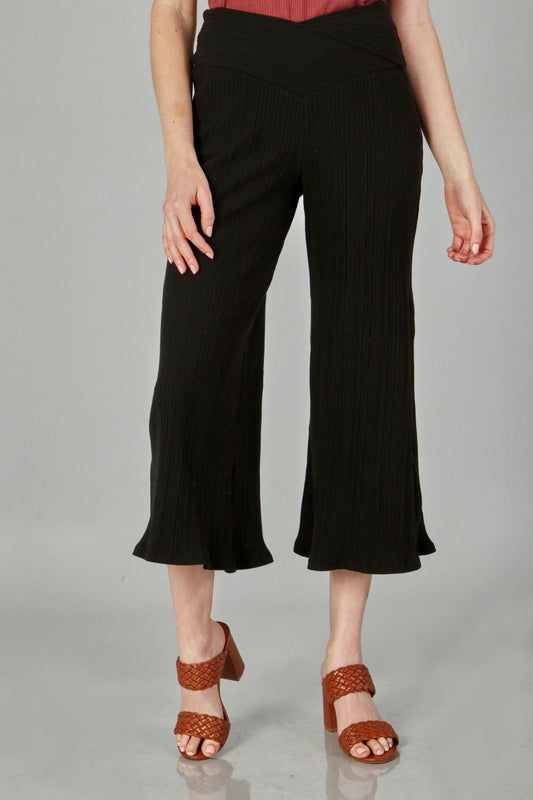 P18196 Solid Rib Pants - Black / Oatmeal / Heather Gray