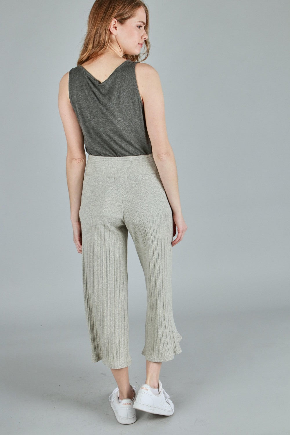 P18196 Solid Rib Pants - Black / Oatmeal / Heather Gray